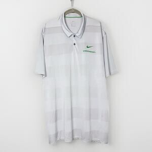 Nike‎ Dri-FIT Mens XXL Oregon Ducks Polo Shirt Grey Silver Striped Golf Athletic